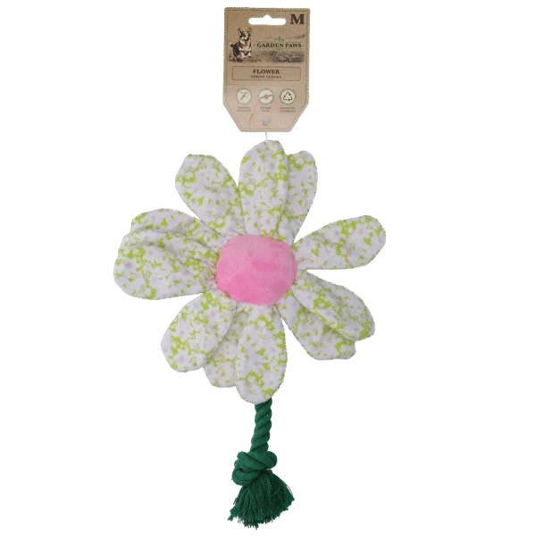 Jucărie de pluș pentru câini, floare cu șnur, M – Garden Paws Flower Spring Sakura