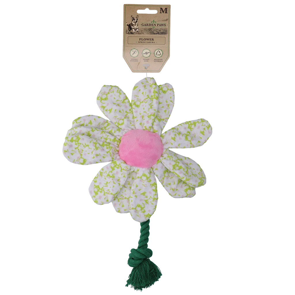 Jucărie de pluș pentru câini, floare cu șnur, M – Garden Paws Flower Spring Sakura - imagine 1