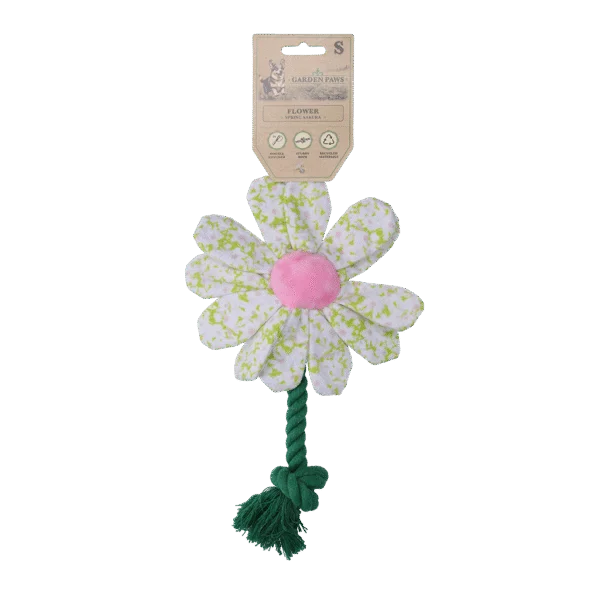 Jucărie de pluș pentru câini, floare cu funie, S – Garden Paws Flower Spring Sakura