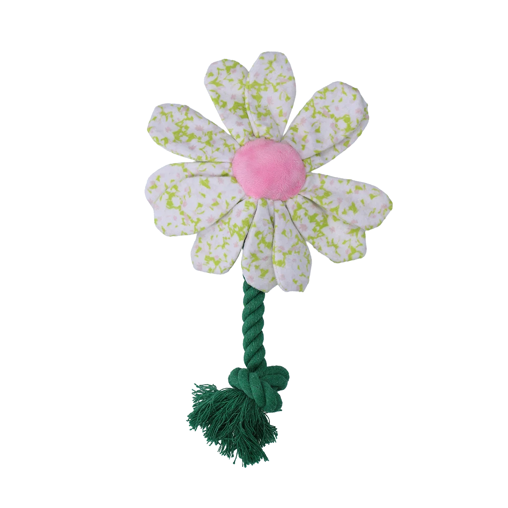 Jucărie de pluș pentru câini, floare cu funie, S – Garden Paws Flower Spring Sakura - imagine 2