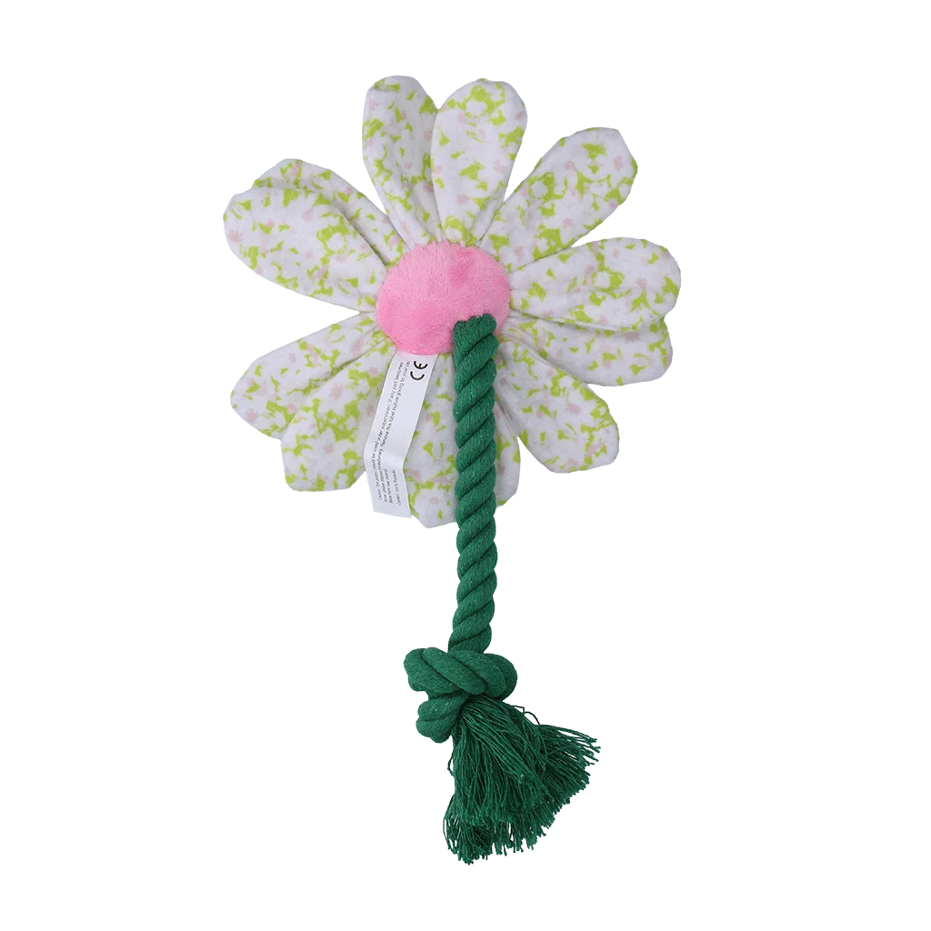 Jucărie de pluș pentru câini, floare cu funie, S – Garden Paws Flower Spring Sakura - imagine 3