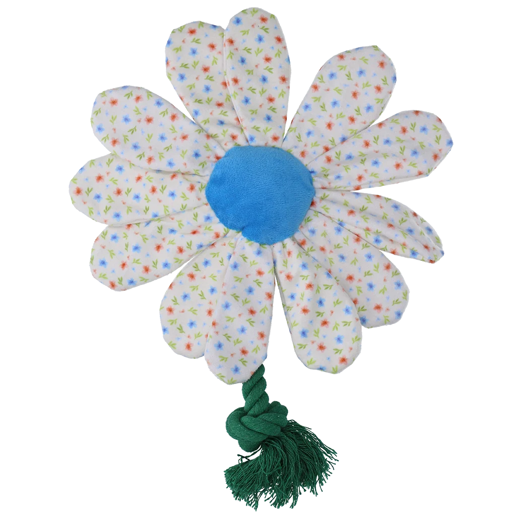 Jucărie de pluș pentru câini în formă de floare, cu frânghie, M – Garden Paws Flower Sky Flowers - imagine 2