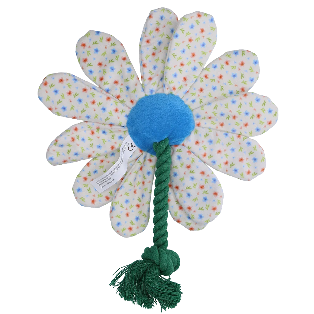 Jucărie de pluș pentru câini în formă de floare, cu frânghie, M – Garden Paws Flower Sky Flowers - imagine 3