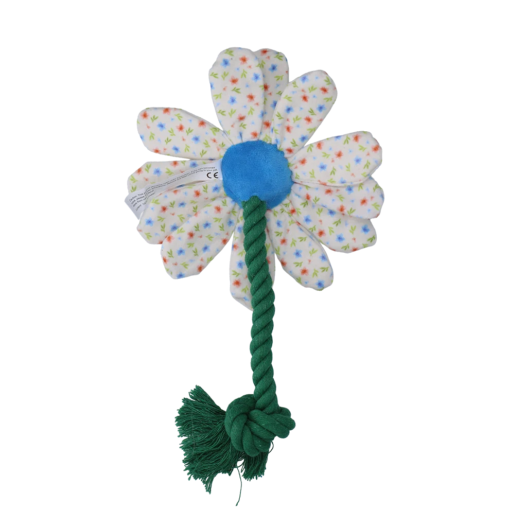 Jucărie de pluș pentru câini în formă de floare, cu frânghie, S – Garden Paws Flower Sky Flowers - imagine 2