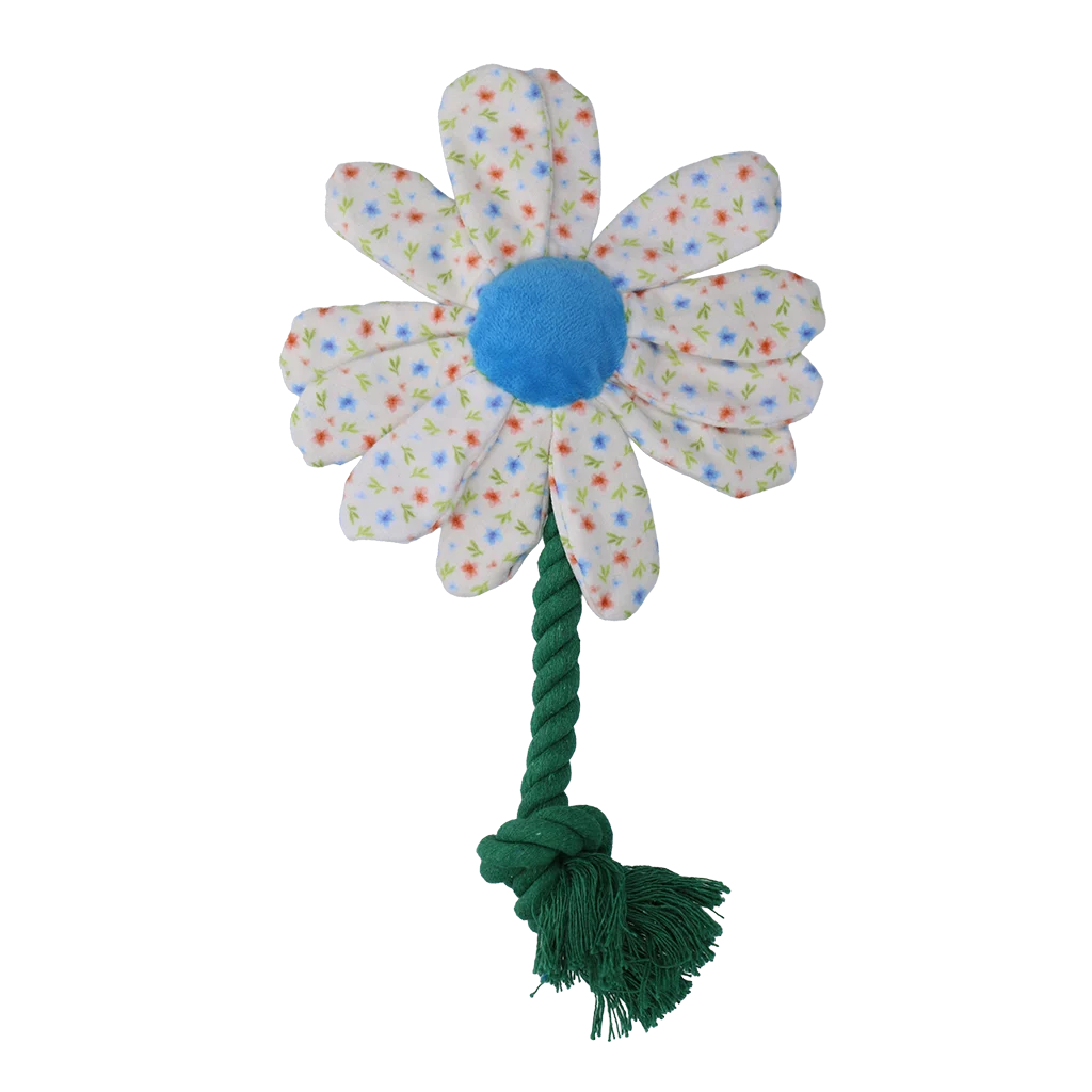 Jucărie de pluș pentru câini în formă de floare, cu frânghie, S – Garden Paws Flower Sky Flowers - imagine 4