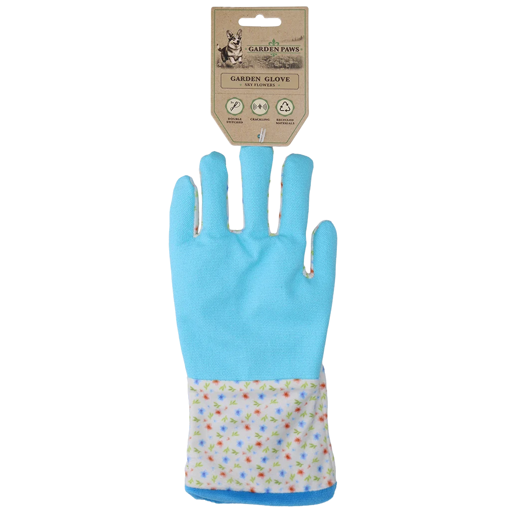 Jucărie de adulmecat cu material foșnitor și spațiu pentru recompense – Garden Paws Garden Glove Sky Flowers - imagine 1