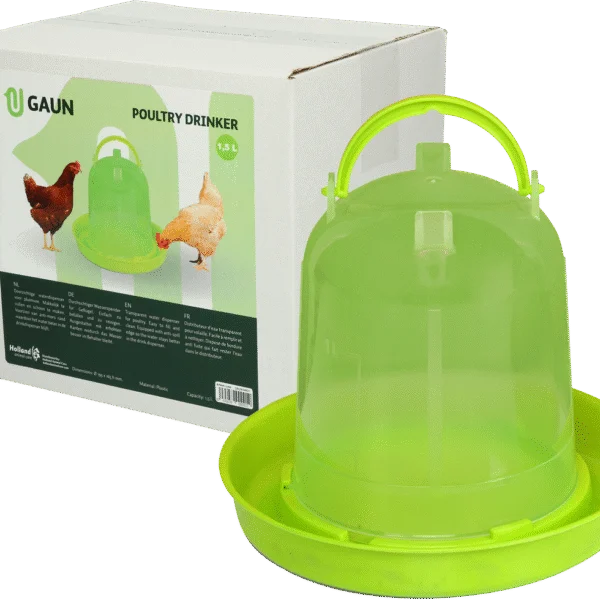 Adăpătoare turn pentru găini din plastic transparent, verde lime, 1,5 l – Gaun