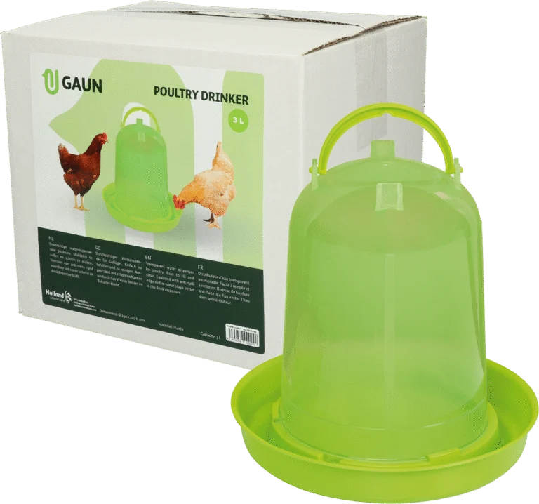 Turn adăpător pentru găini din plastic transparent, verde lime, 3 l – Gaun