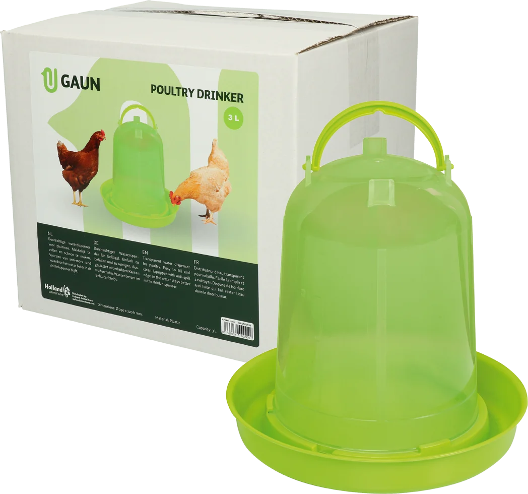 GAUN10936.png Turn adăpător pentru găini din plastic transparent, verde lime, 3 l – Gaun - imagine 1