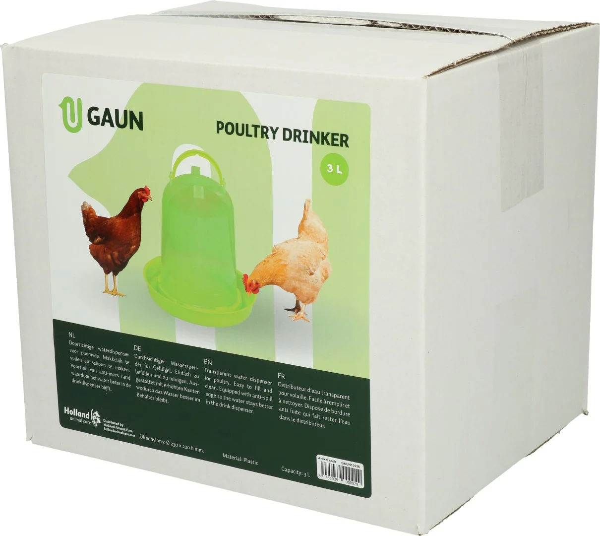 Turn adăpător pentru găini din plastic transparent, verde lime, 3 l – Gaun - imagine 3
