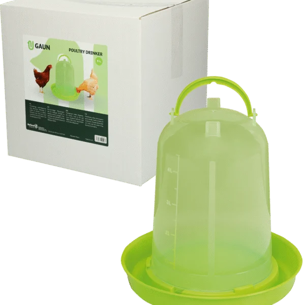 Adăpătoare tip turn pentru găini, din plastic transparent, verde lime, 5 l – Gaun