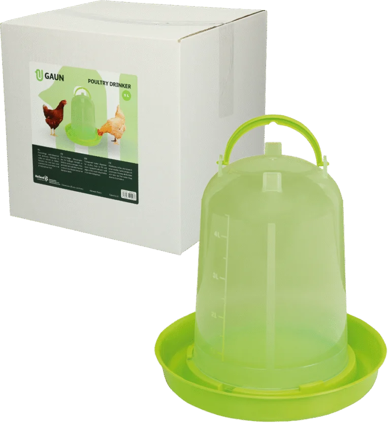 Adăpătoare tip turn pentru găini, din plastic transparent, verde lime, 5 l – Gaun