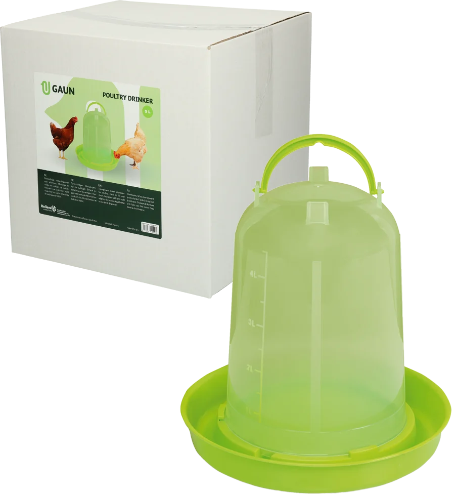 Adăpătoare tip turn pentru găini, din plastic transparent, verde lime, 5 l – Gaun - imagine 1