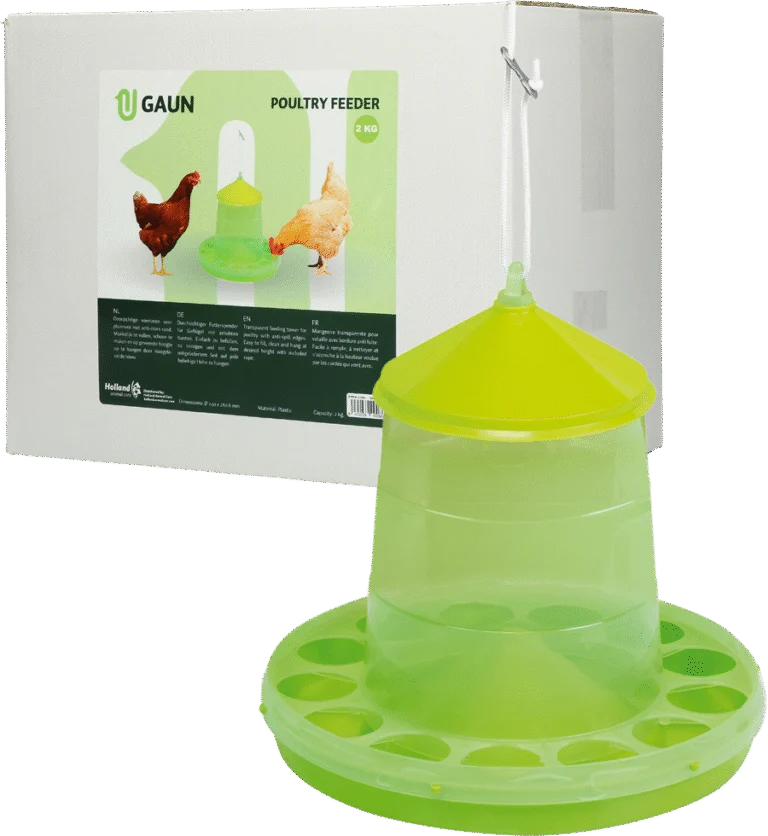 Hrănitor tip turn pentru păsări de curte, din bioplastic transparent, verde lime, 2 kg – Gaun Bio Green Lemon