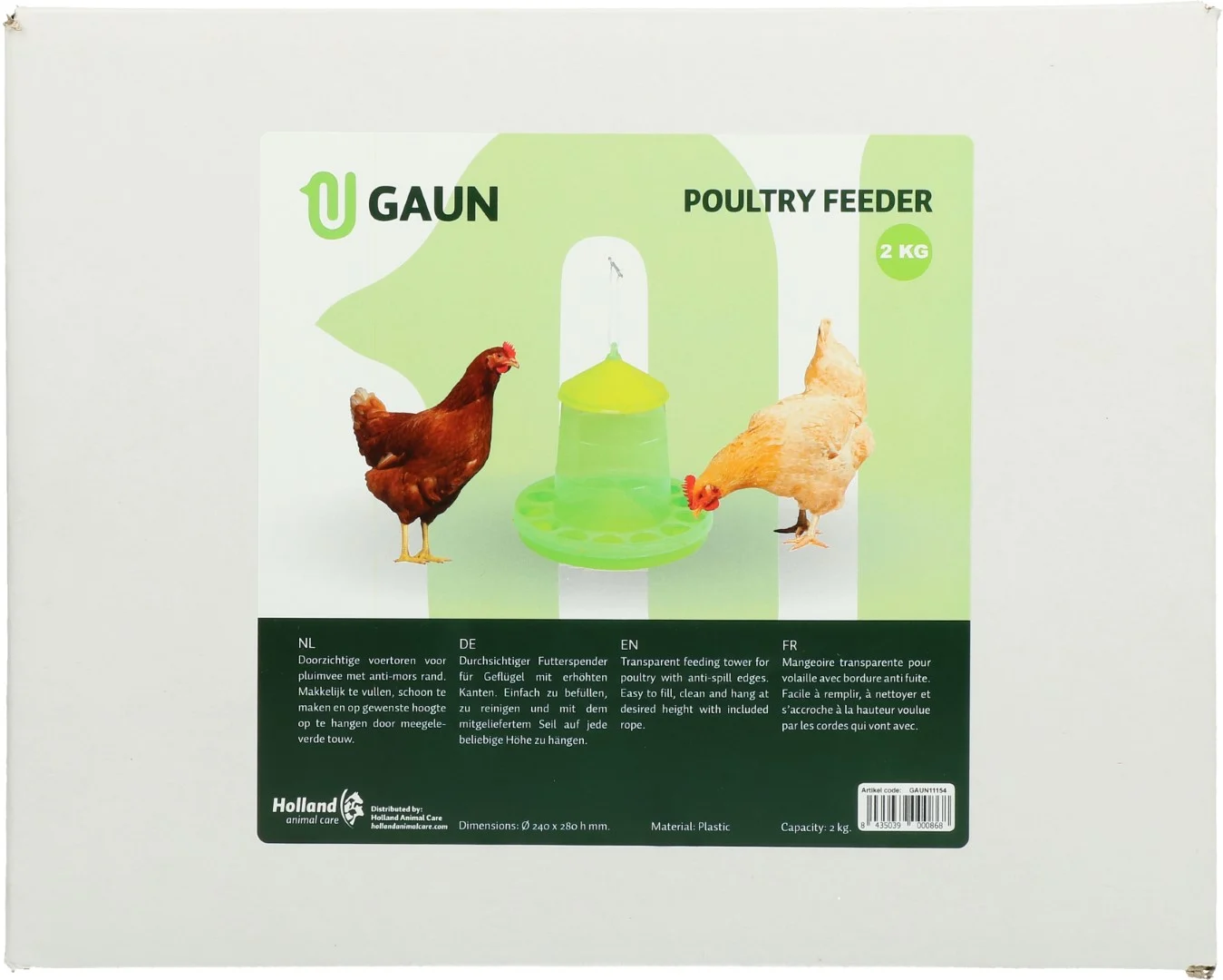 Hrănitor tip turn pentru păsări de curte, din bioplastic transparent, verde lime, 2 kg – Gaun Bio Green Lemon - imagine 5