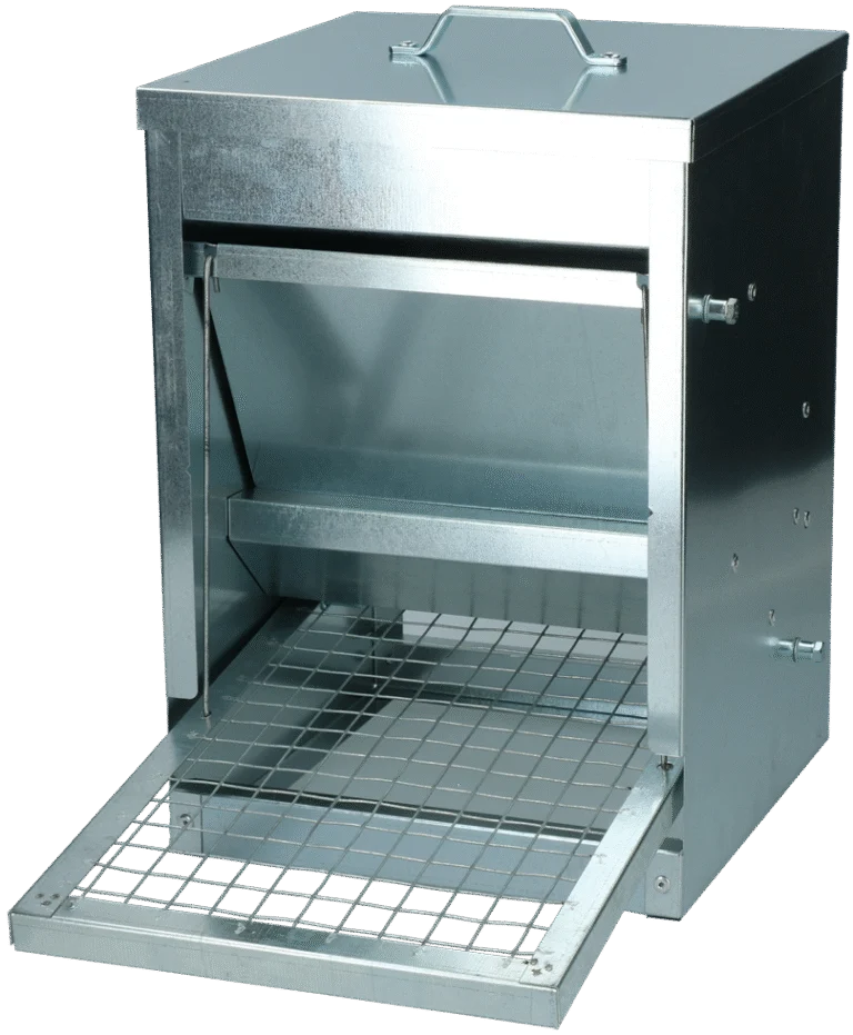 Hrănitoare pentru găini din metal galvanizat, cu grilaj, 5 kg – Gaun