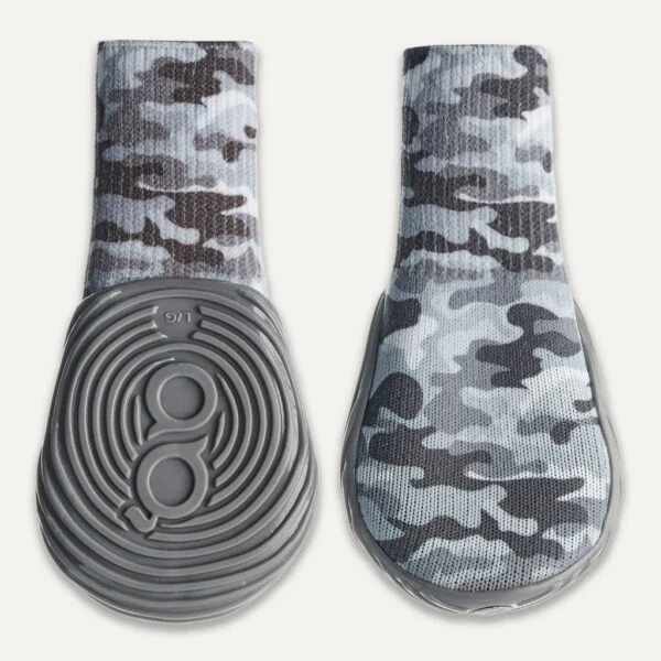 Botine pentru câini cu talpă antiderapantă, impermeabile, mărimea XXS, camuflaj și gri, 2 bucăți – Goo-eez Ultras