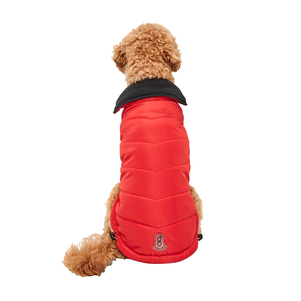 Haină pentru câini cu căptușeală din pluș și exterior hidrofug, mărimea XS, roșu și negru – Goo-eez Mock Neck Signature Wrap Jacket - imagine 2