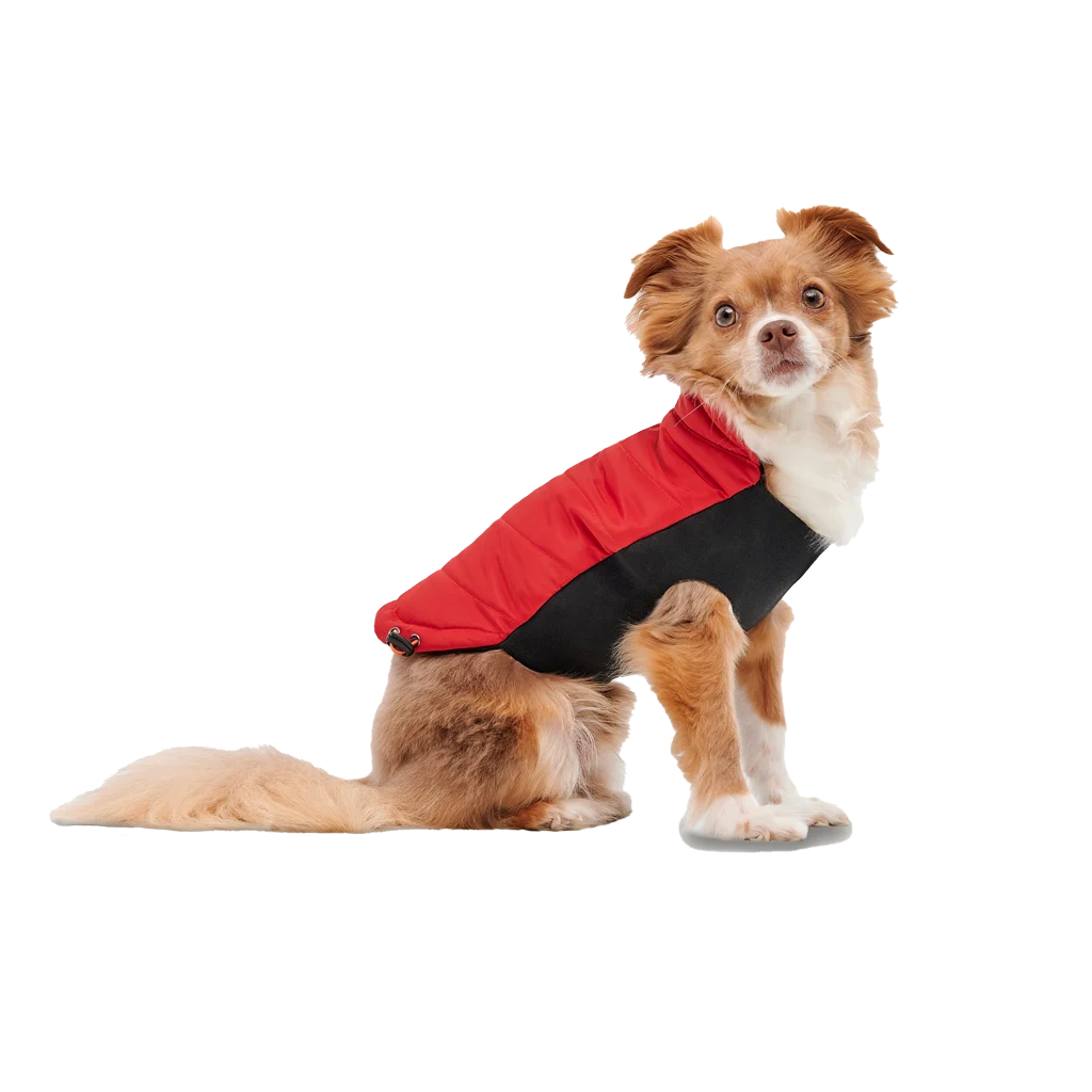 Haină pentru câini cu căptușeală plușată și exterior hidrofug, mărimea XL, roșu și negru – Goo-eez Mock Neck Signature Wrap Jacket - imagine 3
