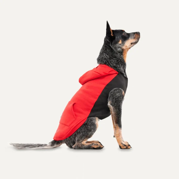 Hanorac din fleece pentru câini, cu căptușeală plușată, mărimea M, roșu și negru – Goo-eez Kangaroo Fleece Hoodie