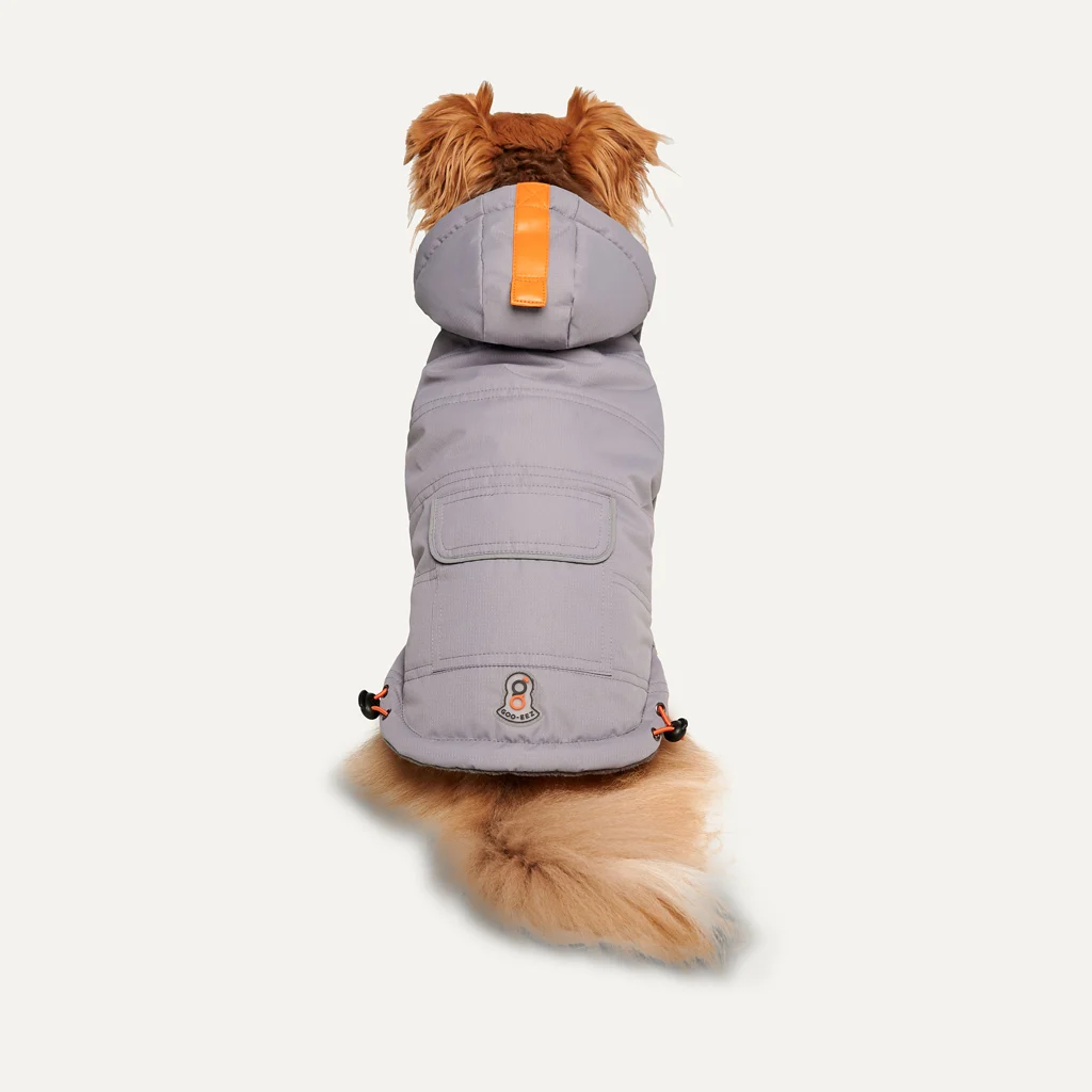 Costum de zăpadă pentru câini cu glugă, impermeabil, M, lungimea spatelui 45 cm, gri – Goo-eez Hooded Full Body Snowsuit - imagine 2