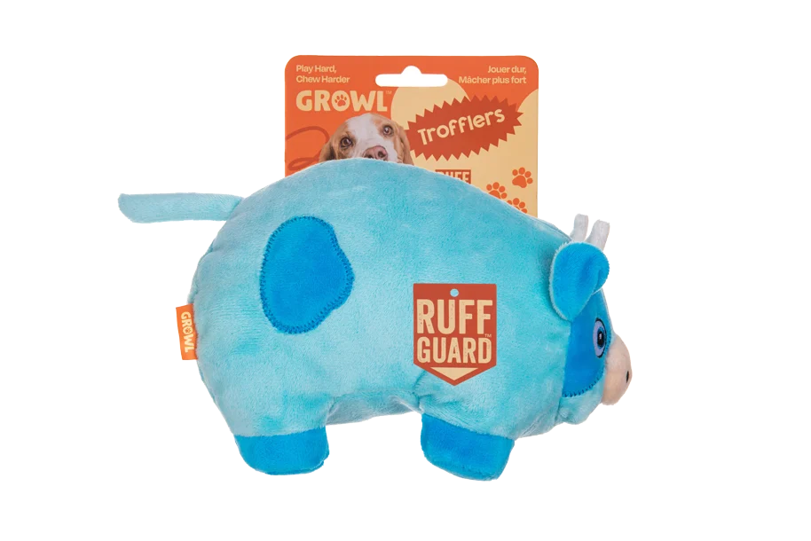 Jucărie de pluș pentru câini cu chițăitoare mare – Growl Trofflers Moo Moo, vaca - imagine 1