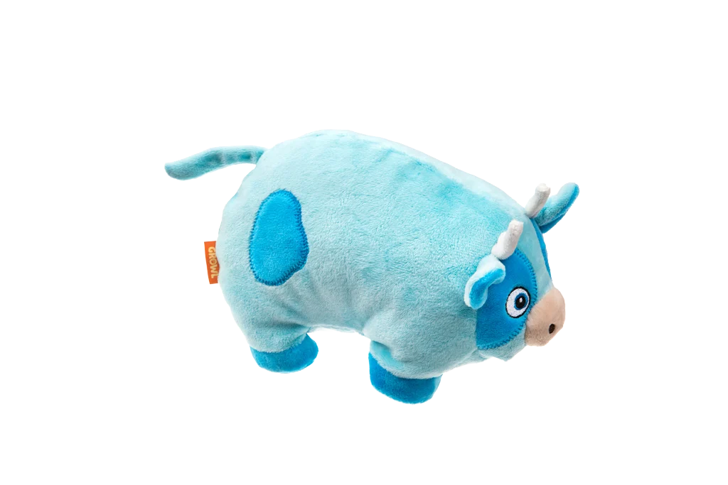 Jucărie de pluș pentru câini cu chițăitoare mare – Growl Trofflers Moo Moo, vaca - imagine 4