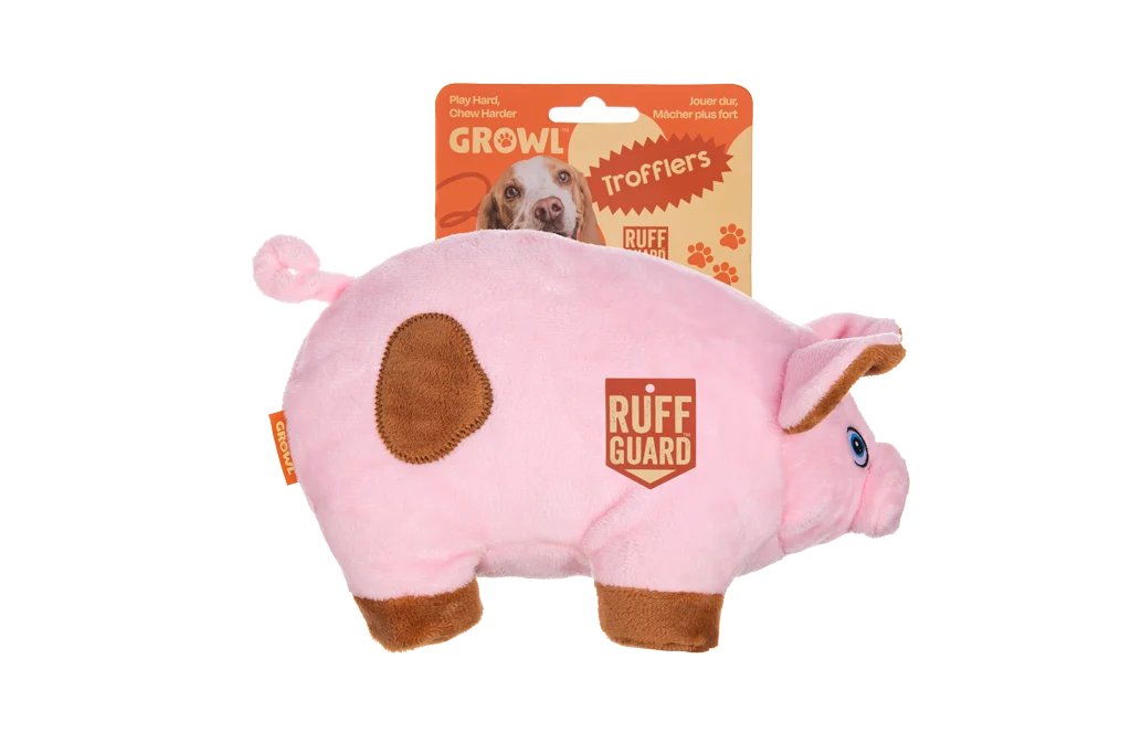 Jucărie de pluș pentru câini cu jucărie chițăitoare mare – Growl Trofflers Oinkers Porcușorul - imagine 1
