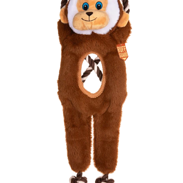 Jucărie de tras pentru câini cu frânghie și două chițăitoare – Growl Jungle Tugz Max maimuța