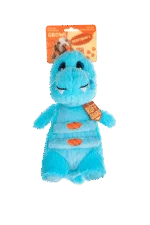 Jucărie de pluș pentru câini, cu frânghie și squeaker mare – Growl Stomperz Terry, Tyrannosaurus Rex albastru