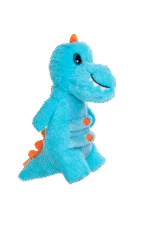 Jucărie de pluș pentru câini, cu frânghie și squeaker mare – Growl Stomperz Terry, Tyrannosaurus Rex albastru - imagine 3