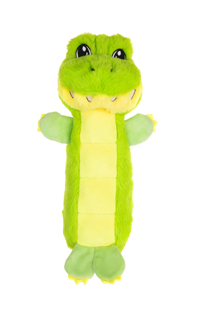 Jucărie de pluș pentru câini cu panou care chițăie și chițăitor – Growl Belly Busters Gary crocodilul - imagine 2