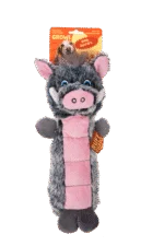 Jucărie de pluș pentru câini cu panou care chițăie și squeaker – Growl Belly Busters Wally, porcul
