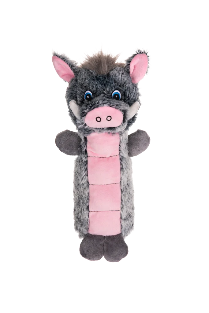 Jucărie de pluș pentru câini cu panou care chițăie și squeaker – Growl Belly Busters Wally, porcul - imagine 2