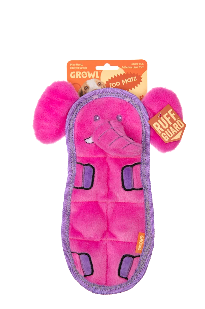 Jucărie de pluș pentru câini, plată, cu 7 chițăitoare – Growl Zoo Matz Ella elefantul - imagine 1