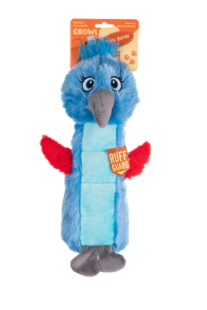 Jucărie de pluș pentru câini cu jucărie care piuie și chițăitoare – Growl Belly Burdz Percy, papagalul - imagine 1