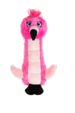 Jucărie de pluș pentru câini, flamingo, cu jucărie care piuie și chițăitoare – Growl Belly Burdz Fione, flamingoul - imagine 2