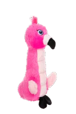 Jucărie de pluș pentru câini, flamingo, cu jucărie care piuie și chițăitoare – Growl Belly Burdz Fione, flamingoul - imagine 3