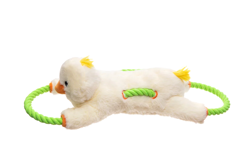 Jucărie de tras pentru câini cu frânghie continuă și piuitor mare – Growl Haystackerz Quacker Rățușca - imagine 3