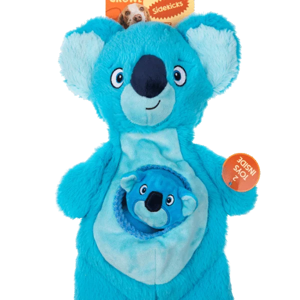 Jucărie de pluș pentru câini cu chițăitoare și 2 jucării ascunse – Growl Sidekicks Koala Joey