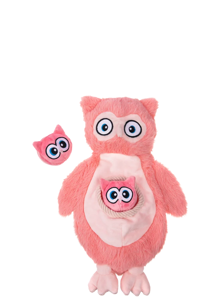 Jucărie de pluș pentru câini cu chițăitoare și 2 jucării ascunse – Growl Sidekicks Hoot și Hootlet - imagine 2