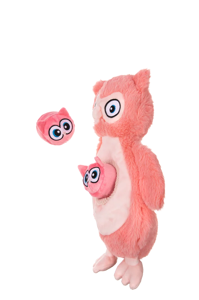 Jucărie de pluș pentru câini cu chițăitoare și 2 jucării ascunse – Growl Sidekicks Hoot și Hootlet - imagine 3