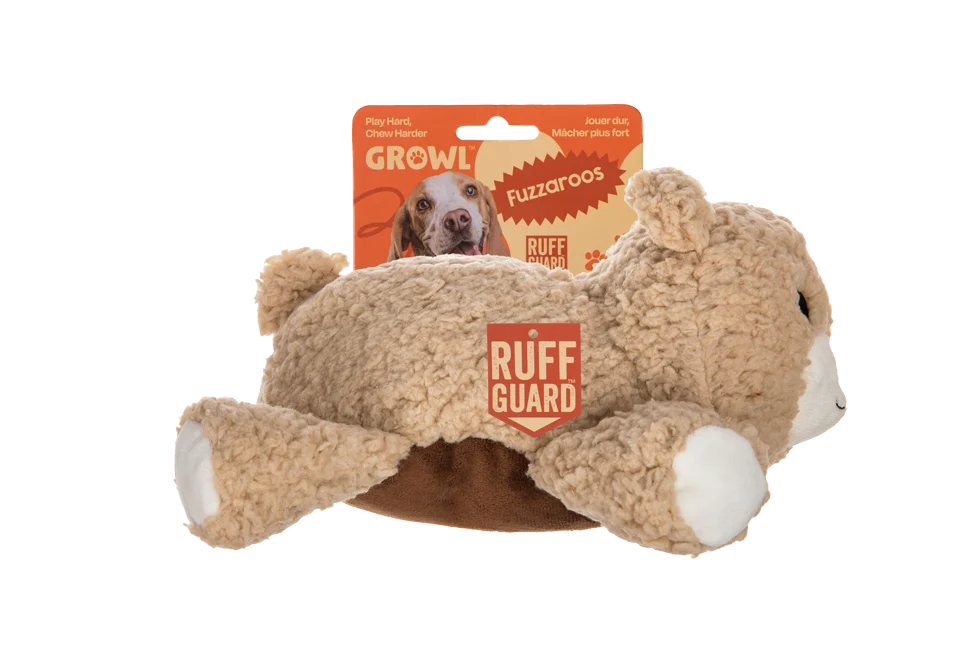 Jucărie de pluș sherpa pentru câini, cu chițăitoare mare – Growl Fuzzaroos Benny ursul - imagine 1