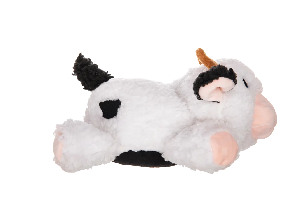 Jucărie de pluș pentru câini din pluș sherpa, cu chițăitoare mare – Growl Fuzzaroos Coco văcuța - imagine 2
