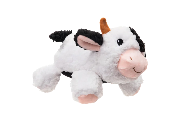 Jucărie de pluș pentru câini din pluș sherpa, cu chițăitoare mare – Growl Fuzzaroos Coco văcuța - imagine 3