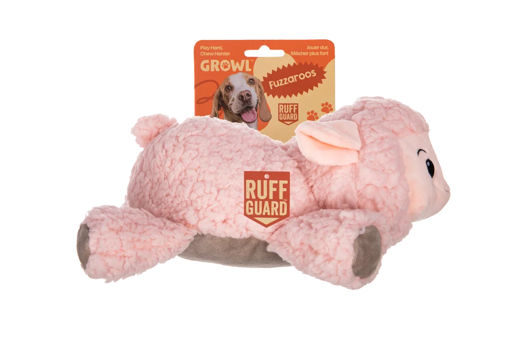 Jucărie de pluș Sherpa pentru câini cu piuitor mare – Growl Fuzzaroos Lolly mielușelul - imagine 1