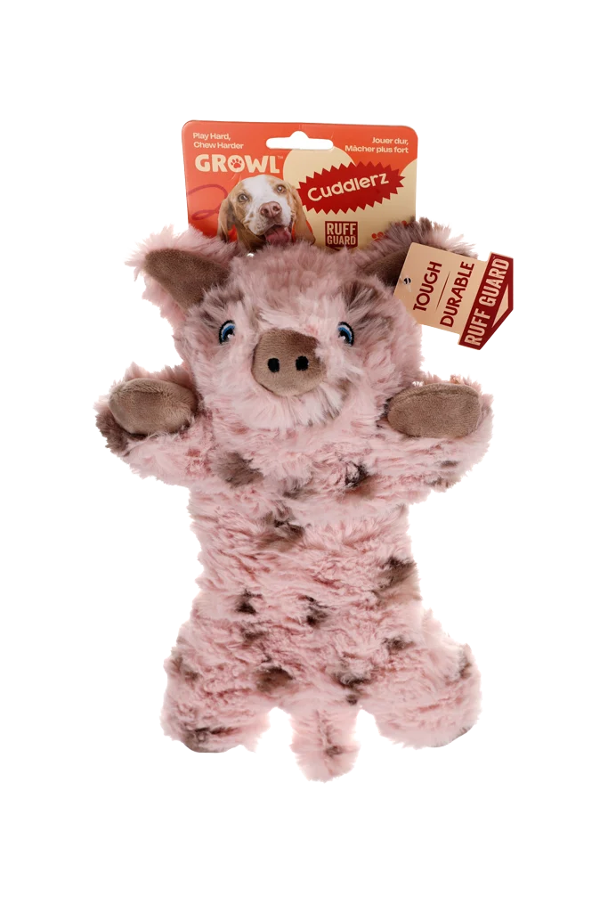 Jucărie de pluș pentru câini, cu 5 chițăitoare și hârtie foșnitoare – Growl Cuddlerz Snorters porcușorul - imagine 1