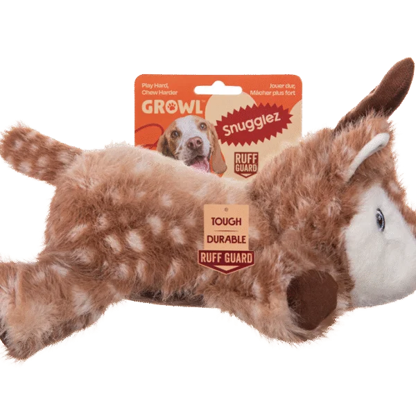 Jucărie de pluș pentru câini cu cusături rezistente – Growl Snugglez Daisy cerboaica