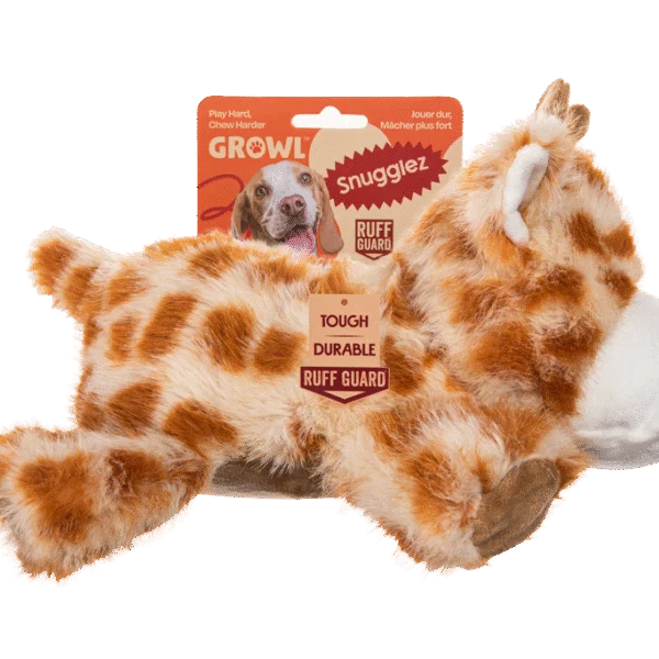 Jucărie de pluș pentru câini, cu cusături rezistente – Growl Snugglez Glen Girafa