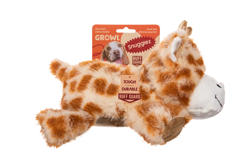 GROWL52077.png Jucărie de pluș pentru câini, cu cusături rezistente – Growl Snugglez Glen Girafa - imagine 1